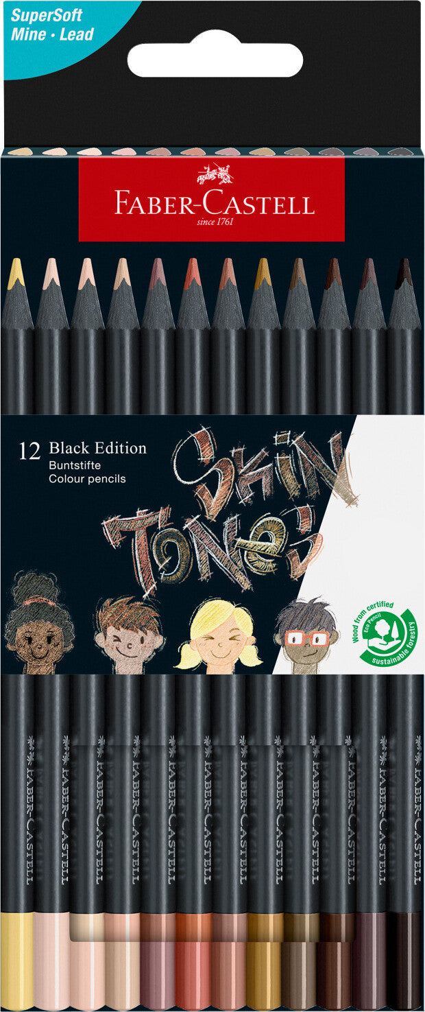12Ct Color Pencils Black Edition Skin Tones Box – School Crossing