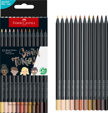 12Ct Color Pencils Black Edition Skin Tones Box