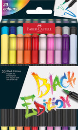 20Ct Felt Tip Brush Pen Black Edition Box