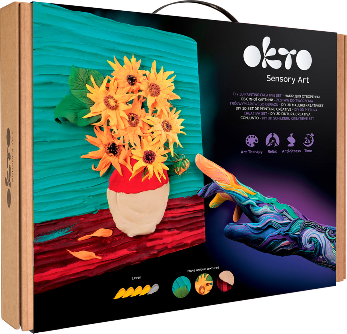 OKTO Sensory Art 3D Painting "Sunflowers" – 11.8" x 15.7" Canvas Kit