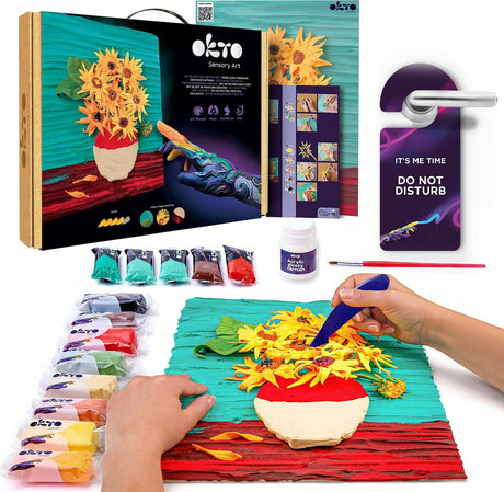 OKTO Sensory Art 3D Painting "Sunflowers" – 11.8" x 15.7" Canvas Kit