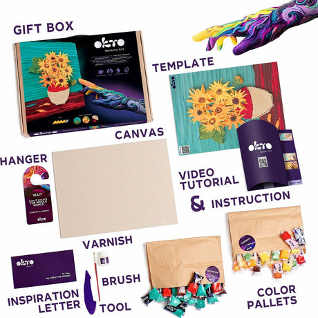 OKTO Sensory Art 3D Painting "Sunflowers" – 11.8" x 15.7" Canvas Kit