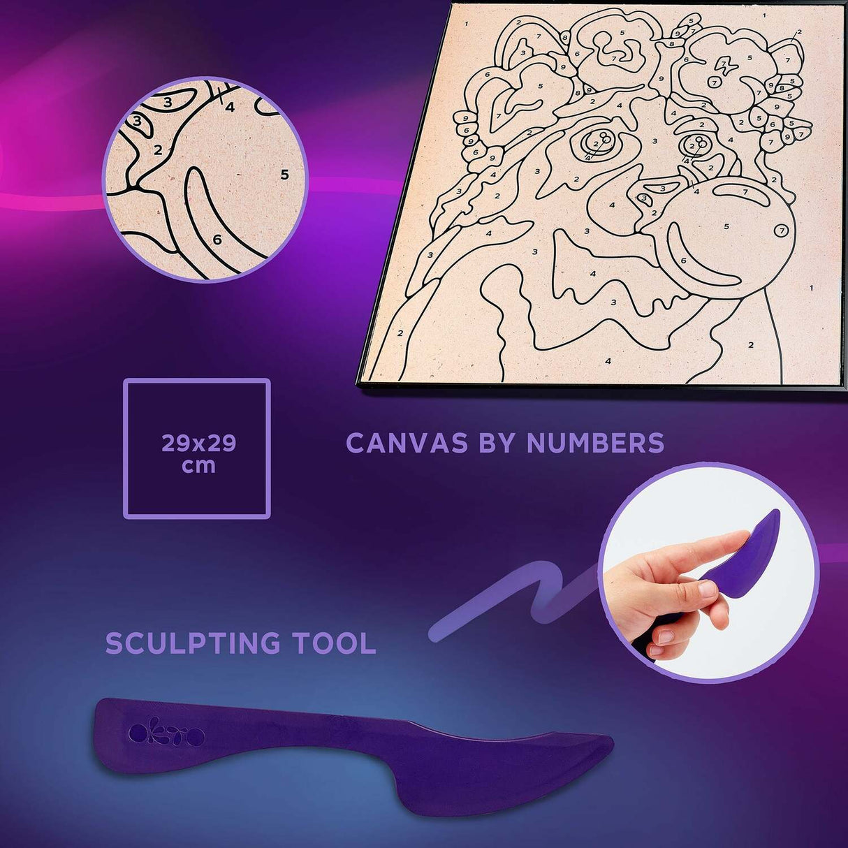 OKTO Clay-by-Numbers Kit – "Raccoon" (11.4" x 11.4")