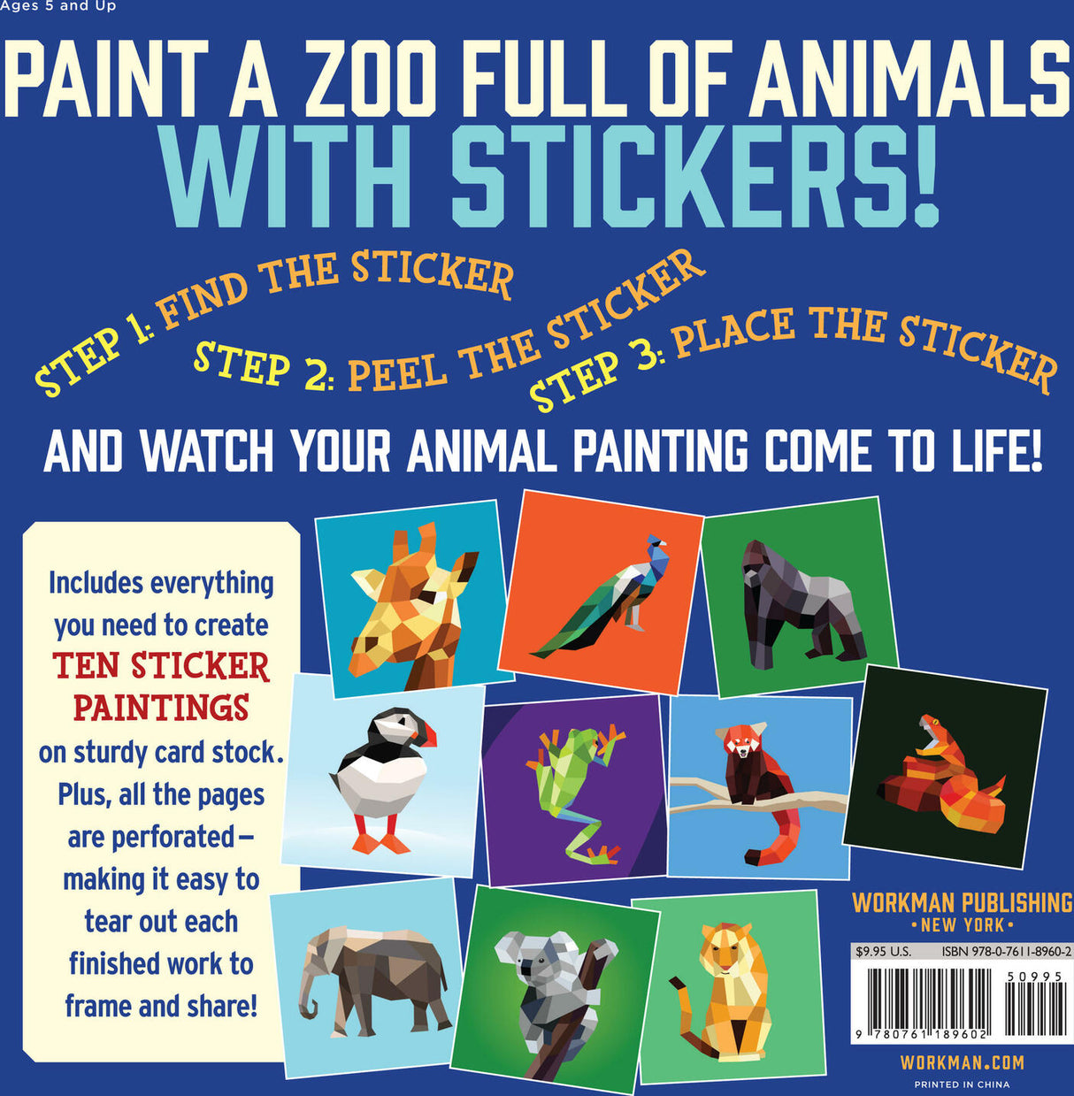 Paint by Sticker Kids: Zoo Animals: Create 10 Pictures One Sticker at a Time!