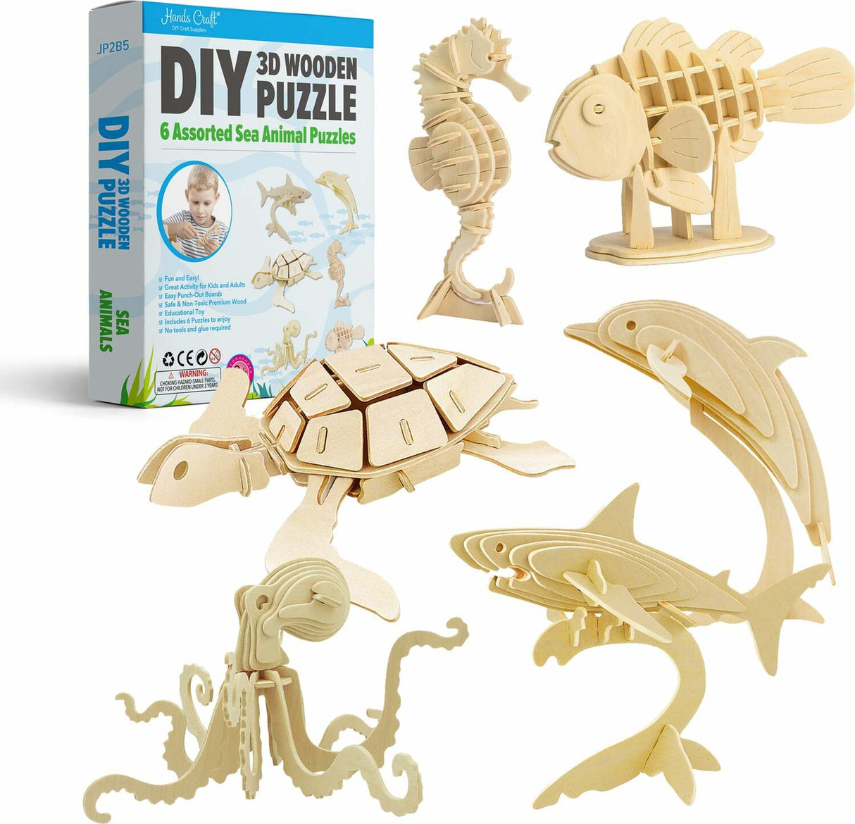 3D Classic Wooden Puzzle Bundle - Sea Animals