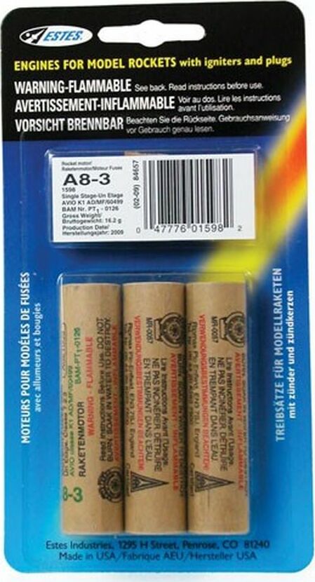 A8-3 Model Rocket Engines (3pk)