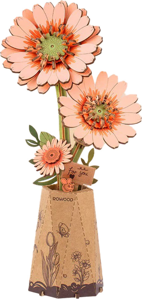 Orange Gerbera Daisy DIY Wooden Flower