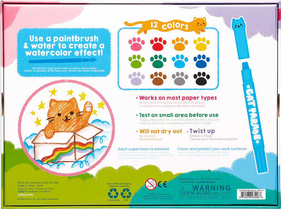 Cat Parade Twist-Up Watercolor Gel Crayons - Set of 12