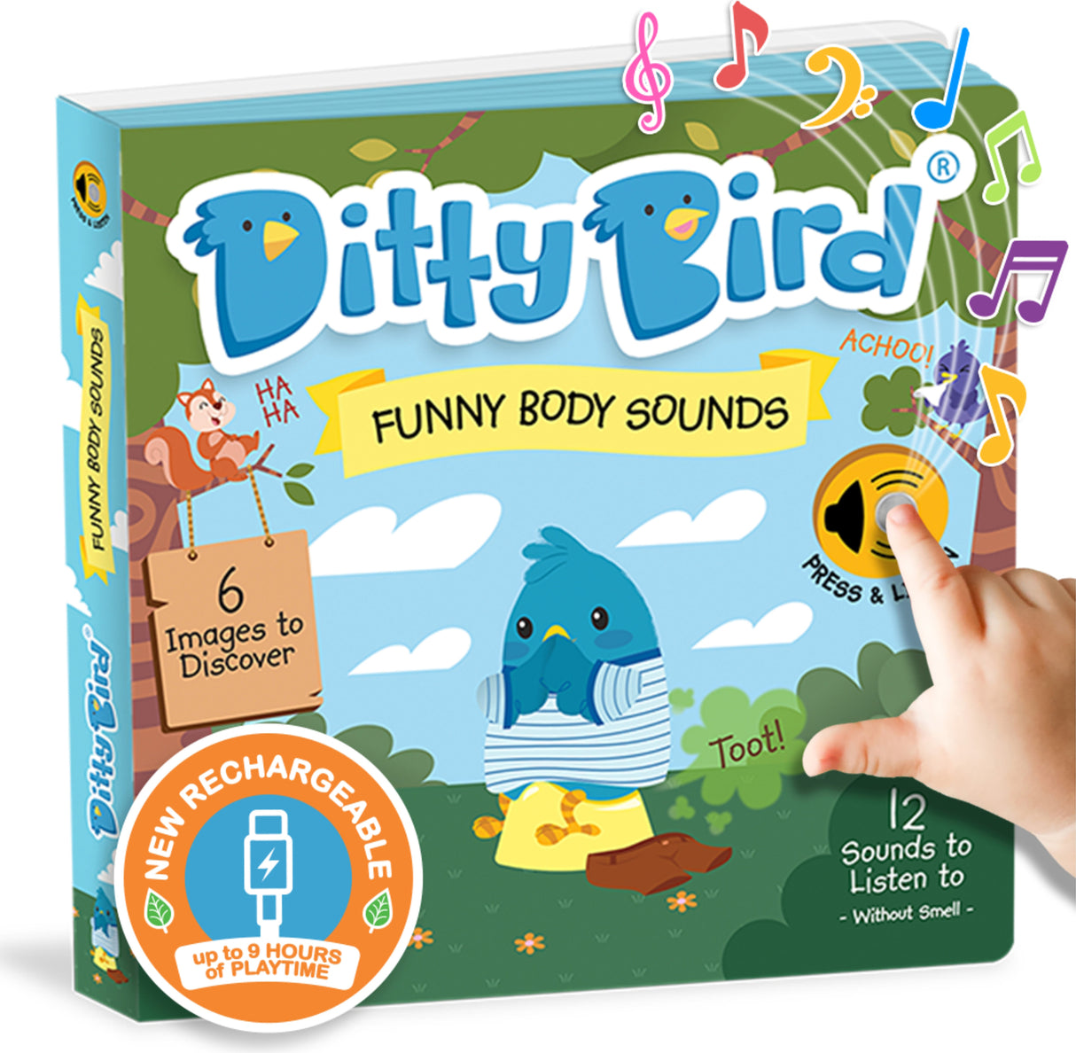 Ditty Bird | Interactive Funny Body Sounds Book for toddlers 1- 3 | Gift for 1 year old boy girl