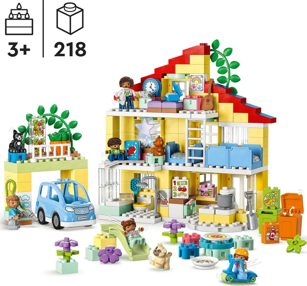 LEGO DUPLO 3 in 1 Family House Set with Toy Car