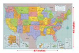 Laminated USA Wall Map (50'' W x 32'' H)