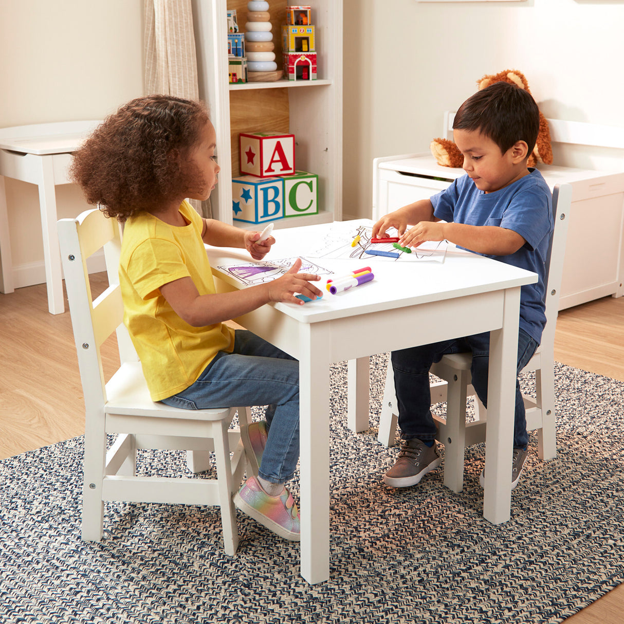 Wooden Table & Chairs - White