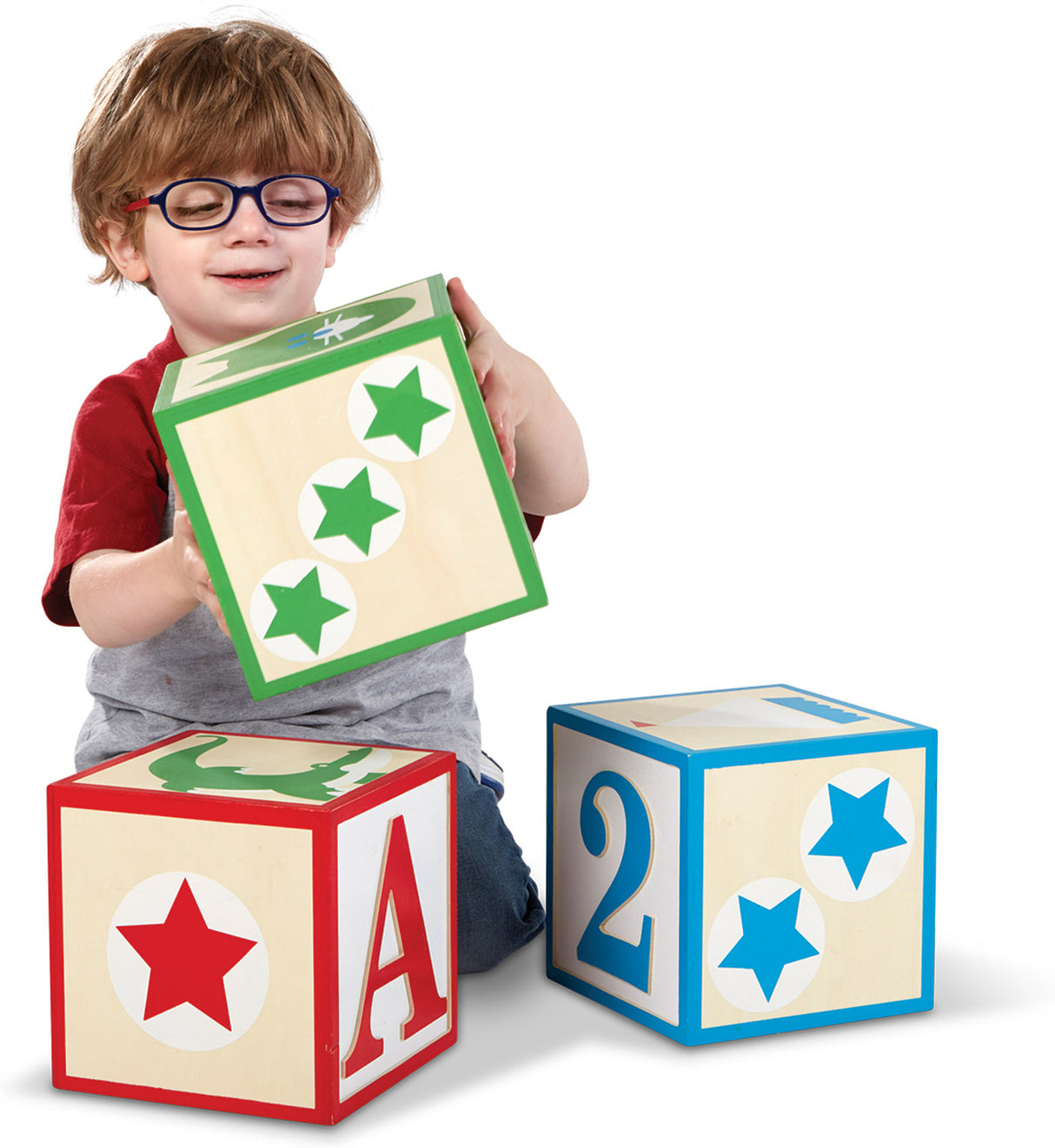 Jumbo Wooden ABC-123 Blocks - Classic