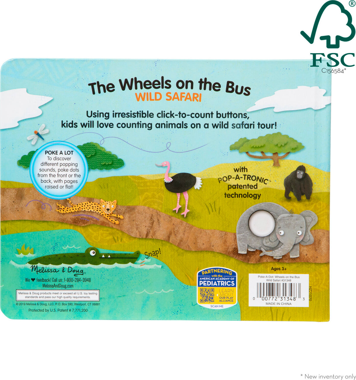 Poke-a-Dot - The Wheels on the Bus Wild Safari Board Book