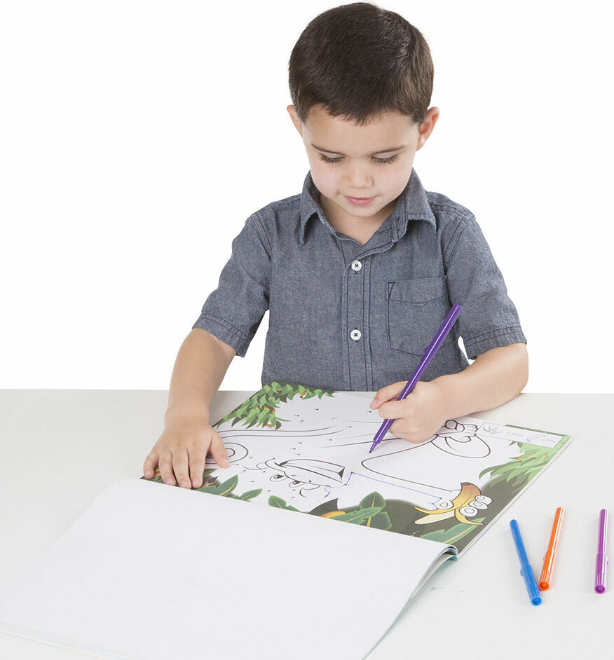 ABC 123 Dot-to-Dot Coloring Pad - Wild Animals