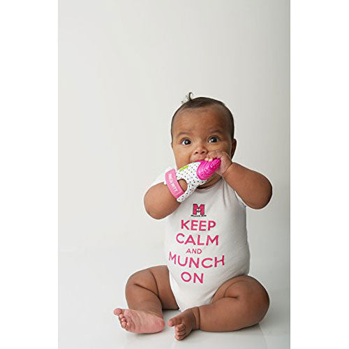 Munch Mitt Baby Teething Mitten Pink Shimmer