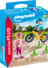 Children With Skates And Bike