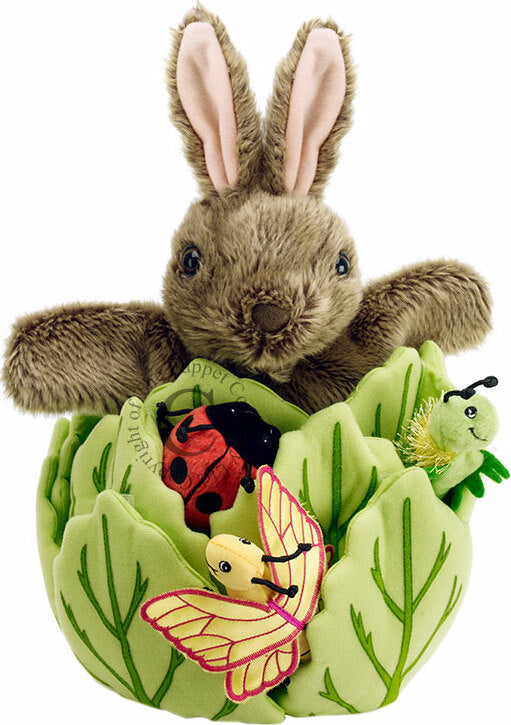 Hide-Away Puppets - Rabbit in a Lettuce With 3 Mini Beasts