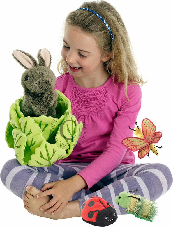 Hide-Away Puppets - Rabbit in a Lettuce With 3 Mini Beasts