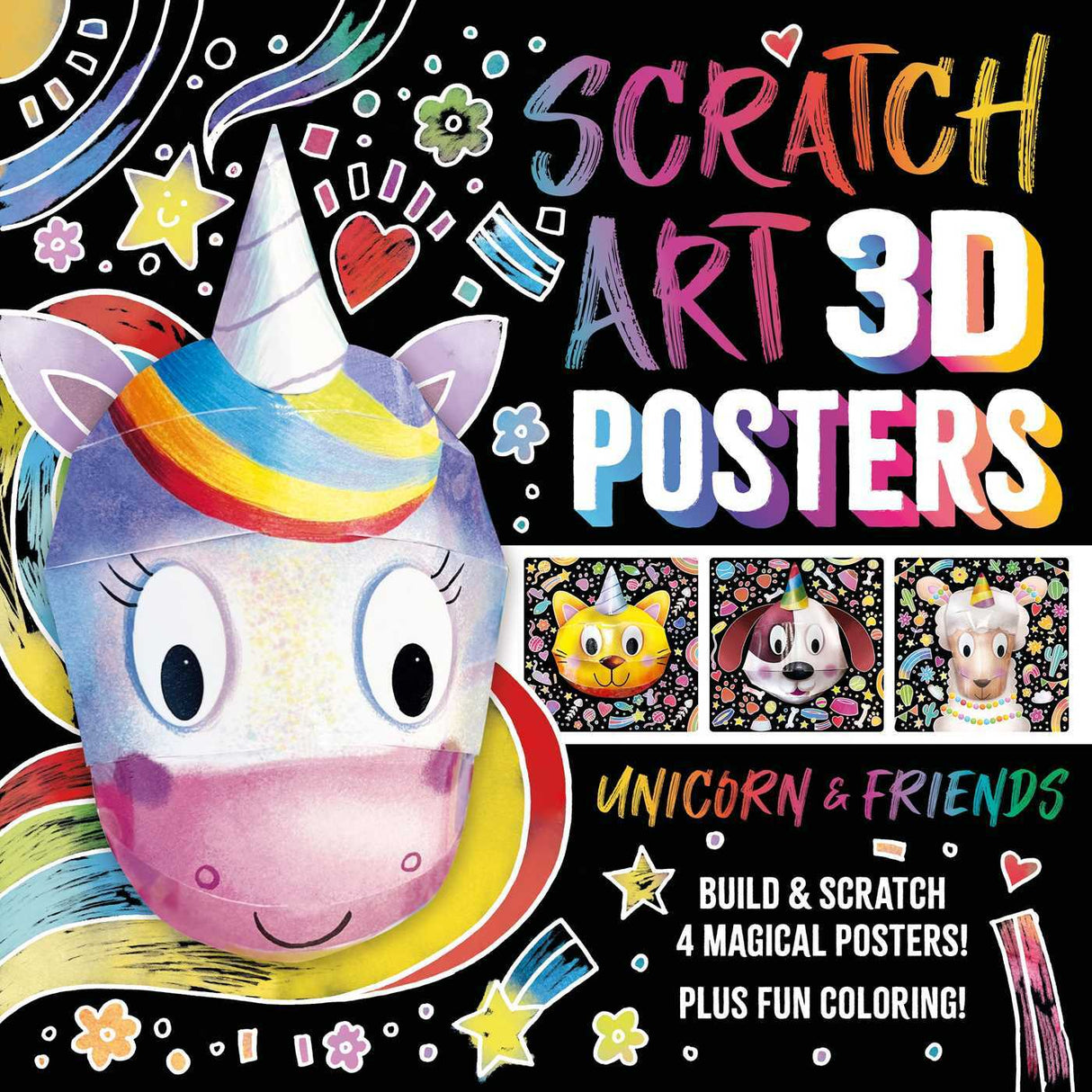 Scratch Art 3D Posters: Unicorn & Friends: Build and Scratch 4 Awesome Posters, Plus Extra Pages of Coloring