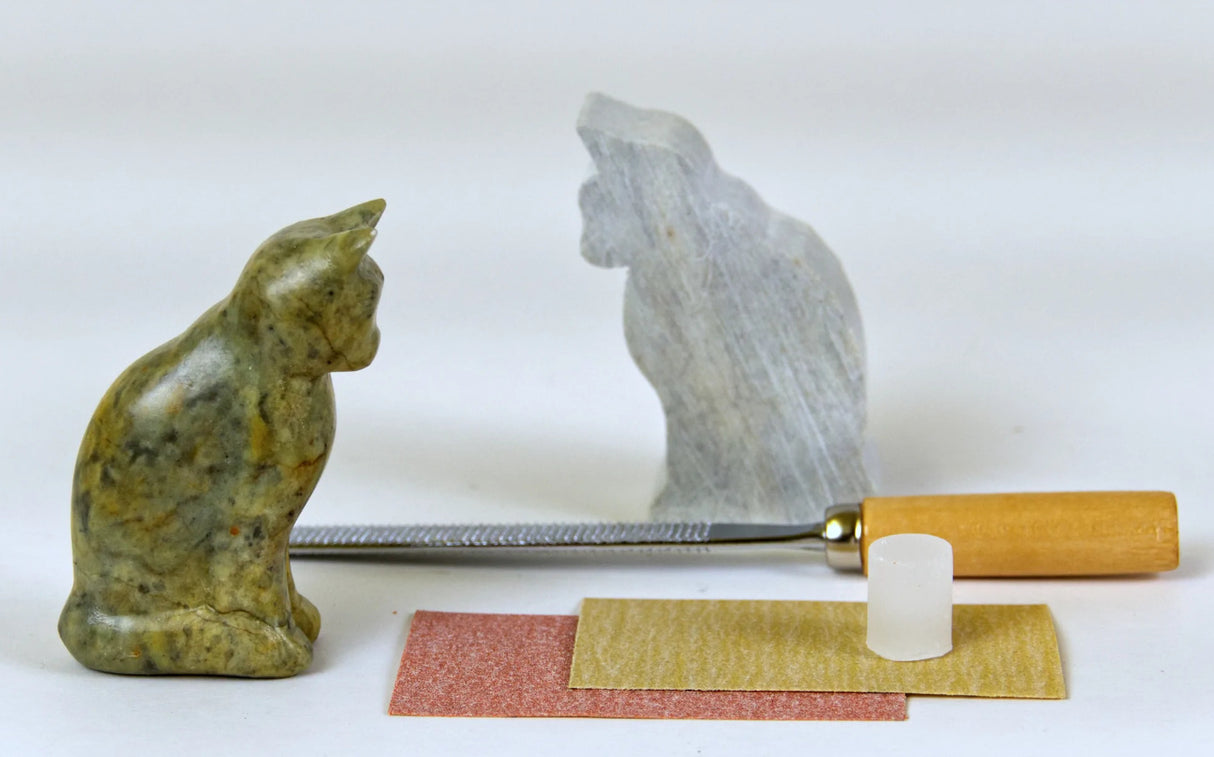 Cat Soapstone Carving Kit