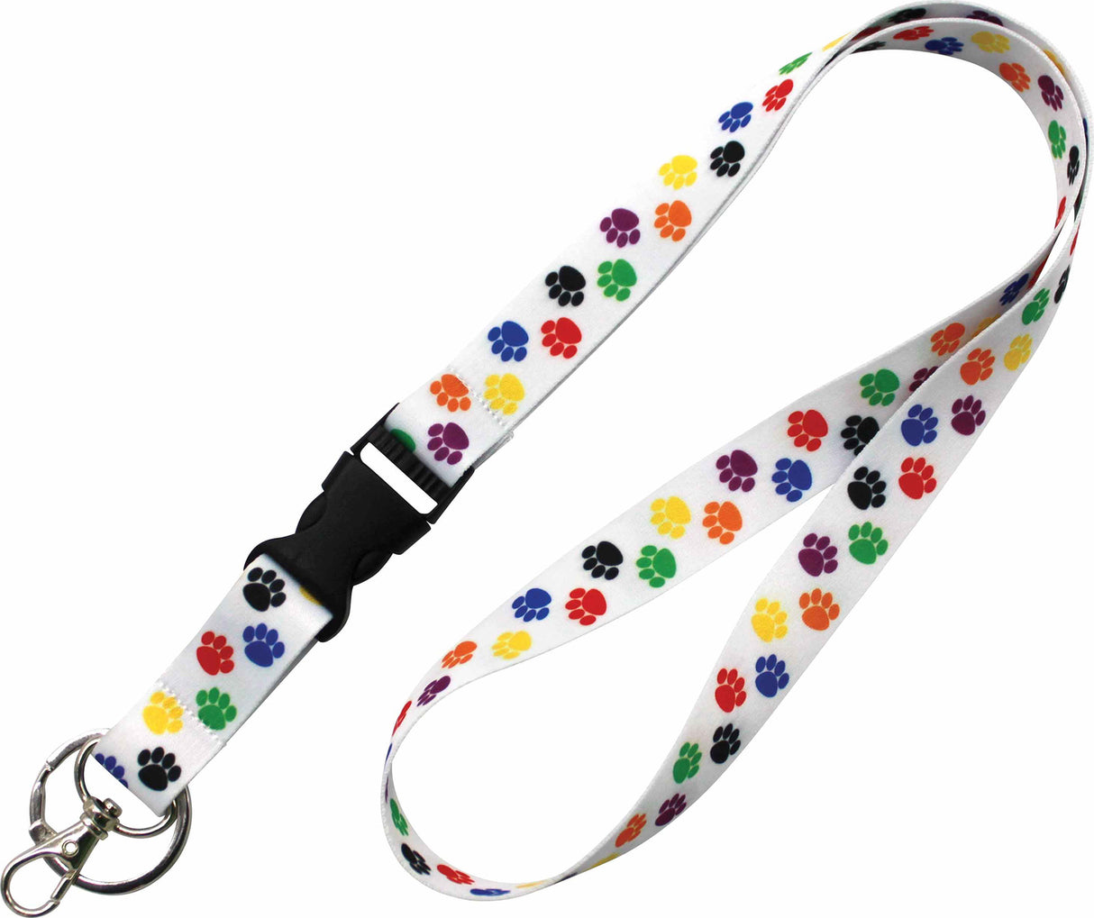 Colorful Paw Prints Lanyard