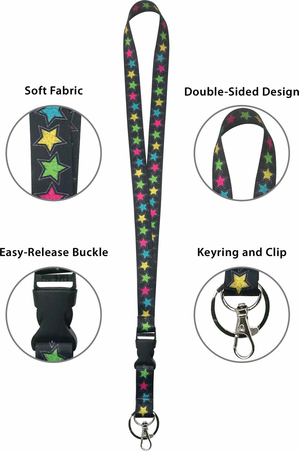 Chalkboard Brights Stars Lanyard