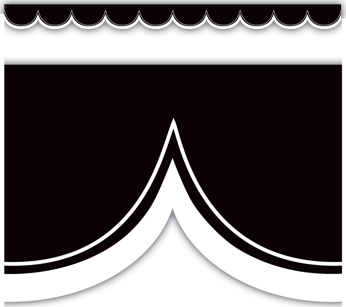 Black with White Scalloped Die-Cut Border Trim