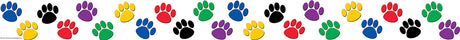 Colorful Paw Prints Straight Border Trim