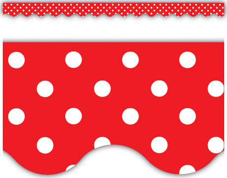 Red Polka Dots Scalloped Border Trim