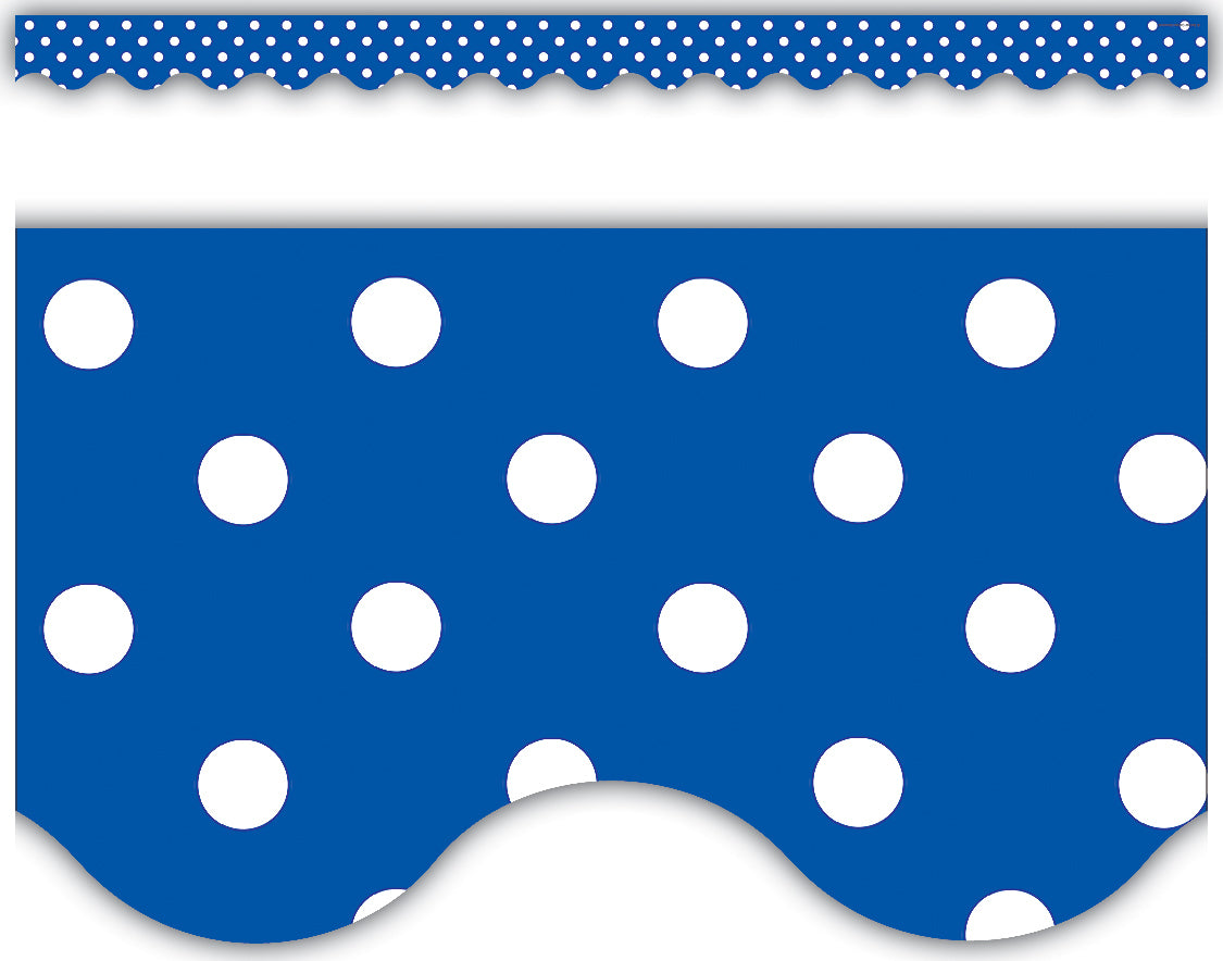 Blue Polka Dots Scalloped Border Trim