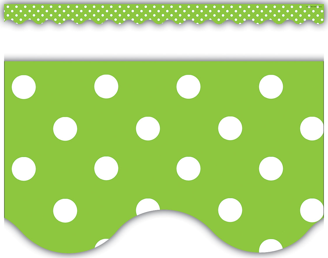 Lime Polka Dots Scalloped Border Trim