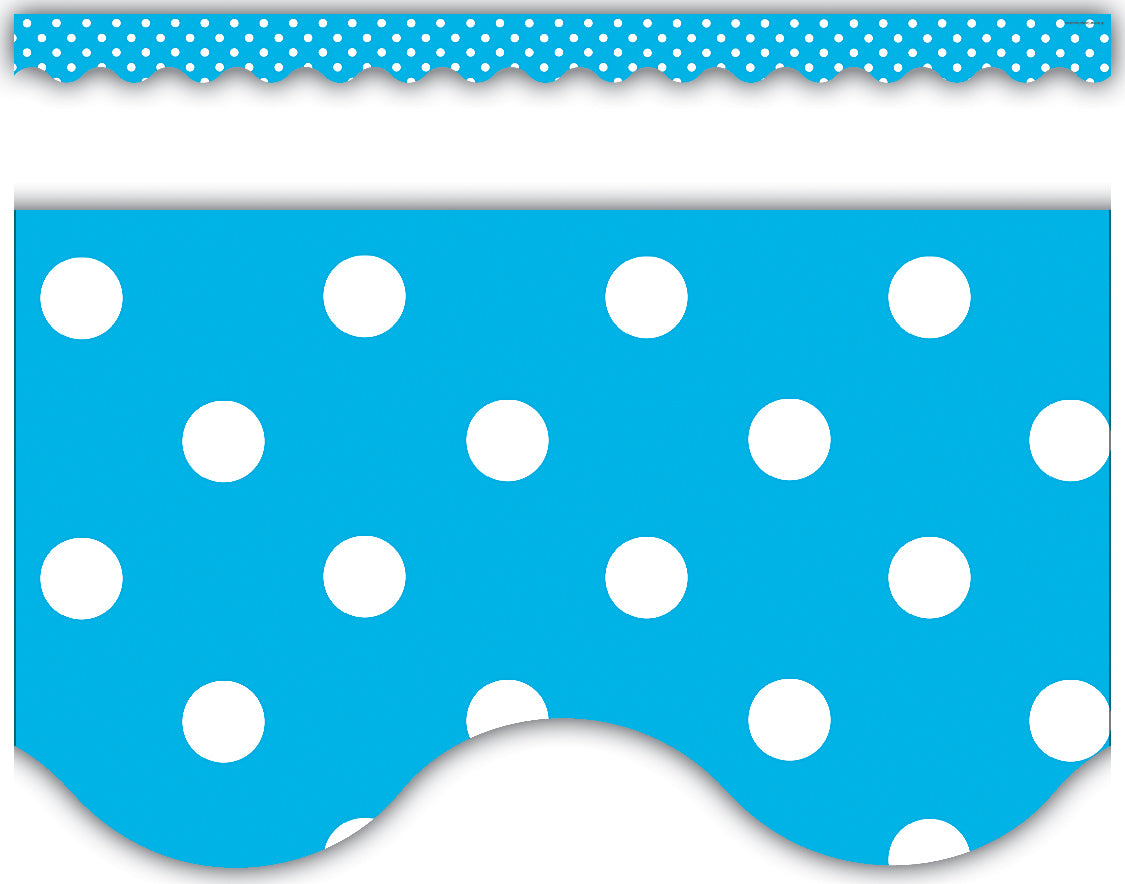 Aqua Polka Dots Scalloped Border Trim