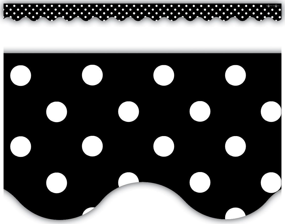 Black Polka Dots Scalloped Border Trim