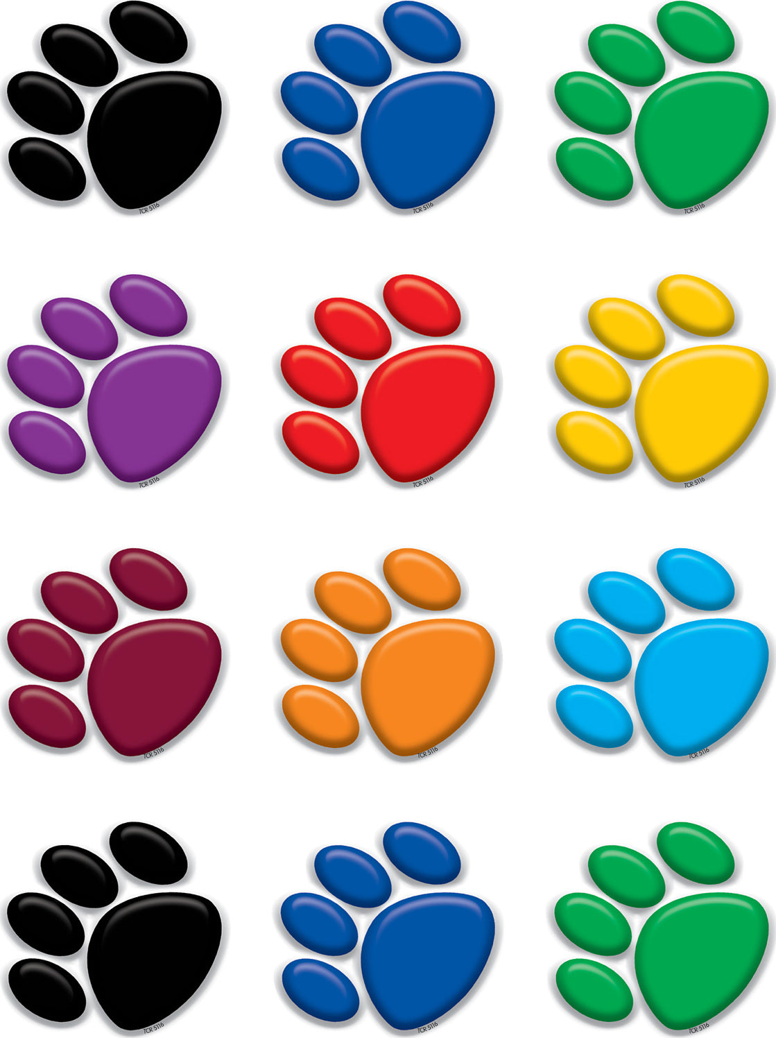 Colorful Paw Prints Mini Accents