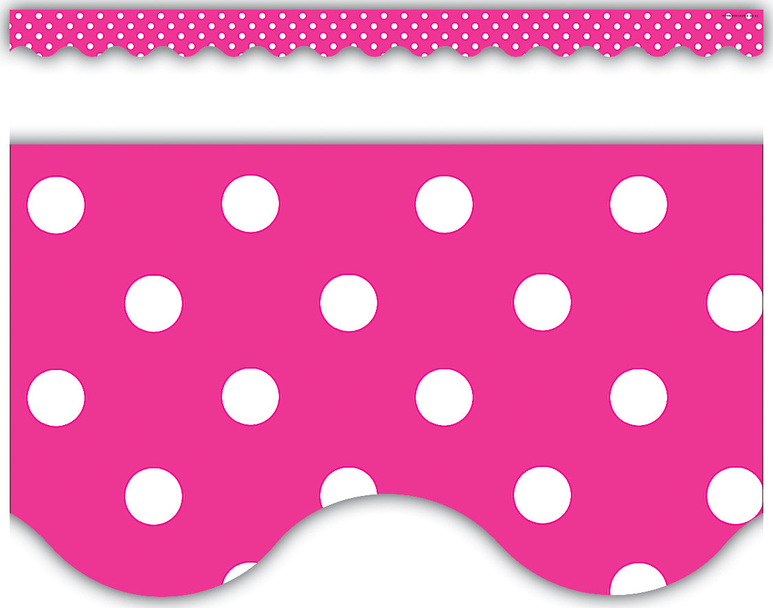 Hot Pink Polka Dots Scalloped Border Trim