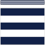 Navy Blue  White Stripes Straight Border Trim