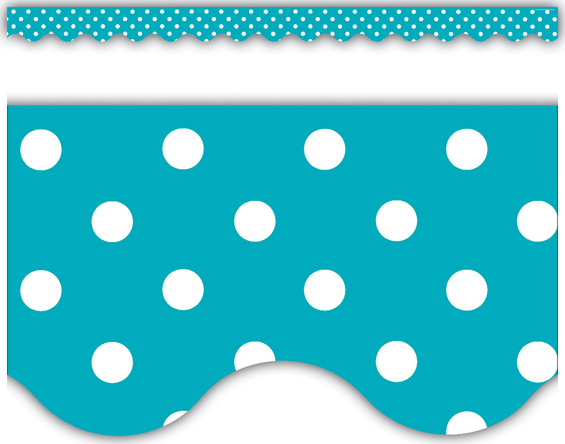 Teal Polka Dots Scalloped Border Trim