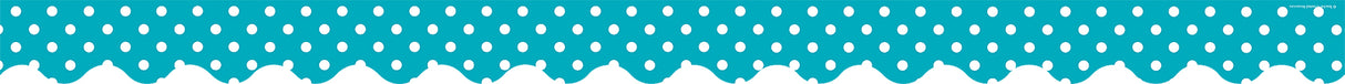 Teal Polka Dots Scalloped Border Trim