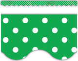 Green Polka Dots Scalloped Border Trim