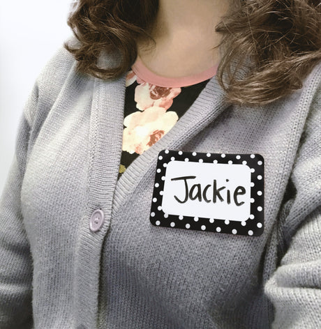 Black Polka Dots 2 Name Tags/Labels