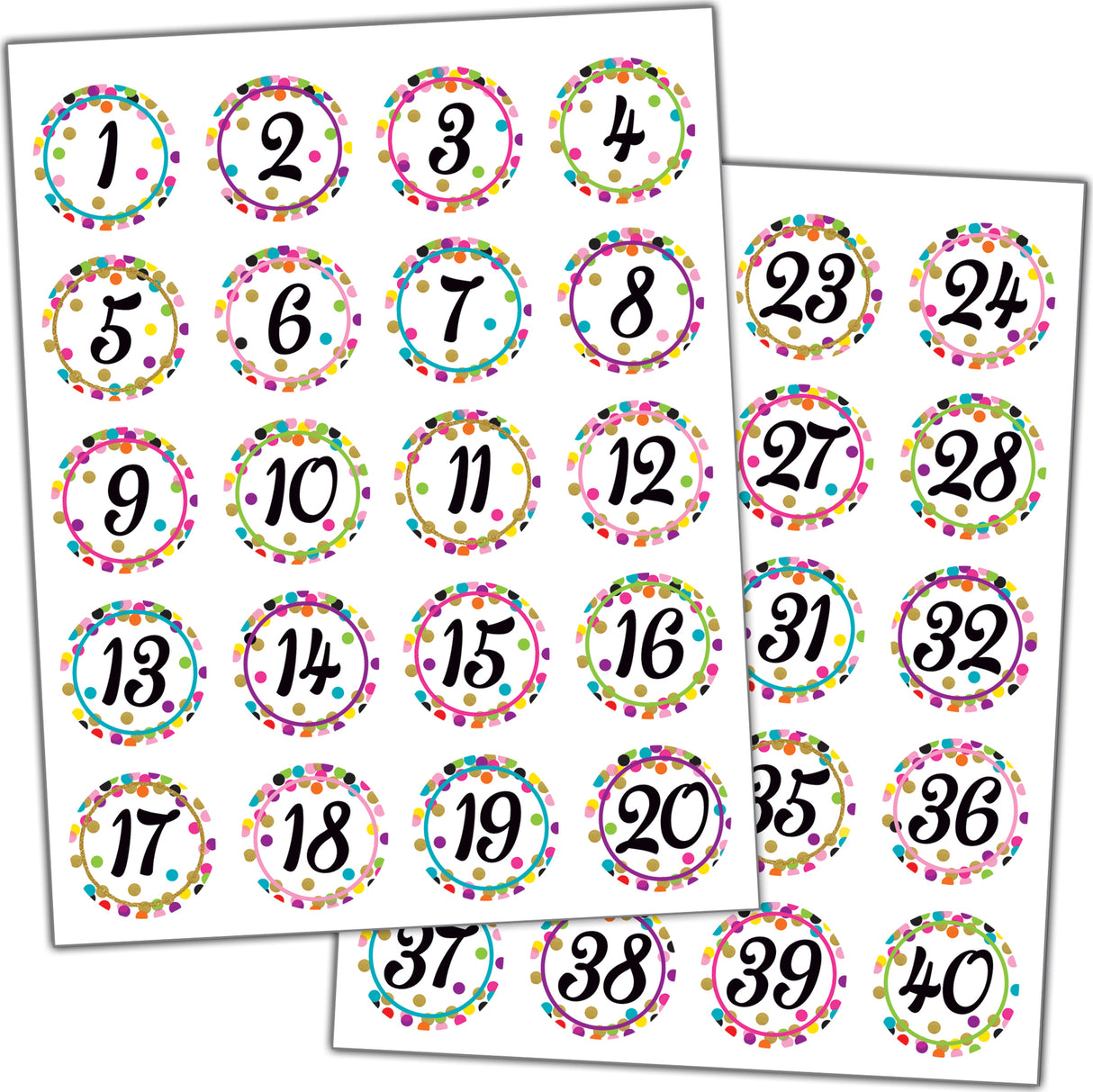 Confetti Numbers Stickers