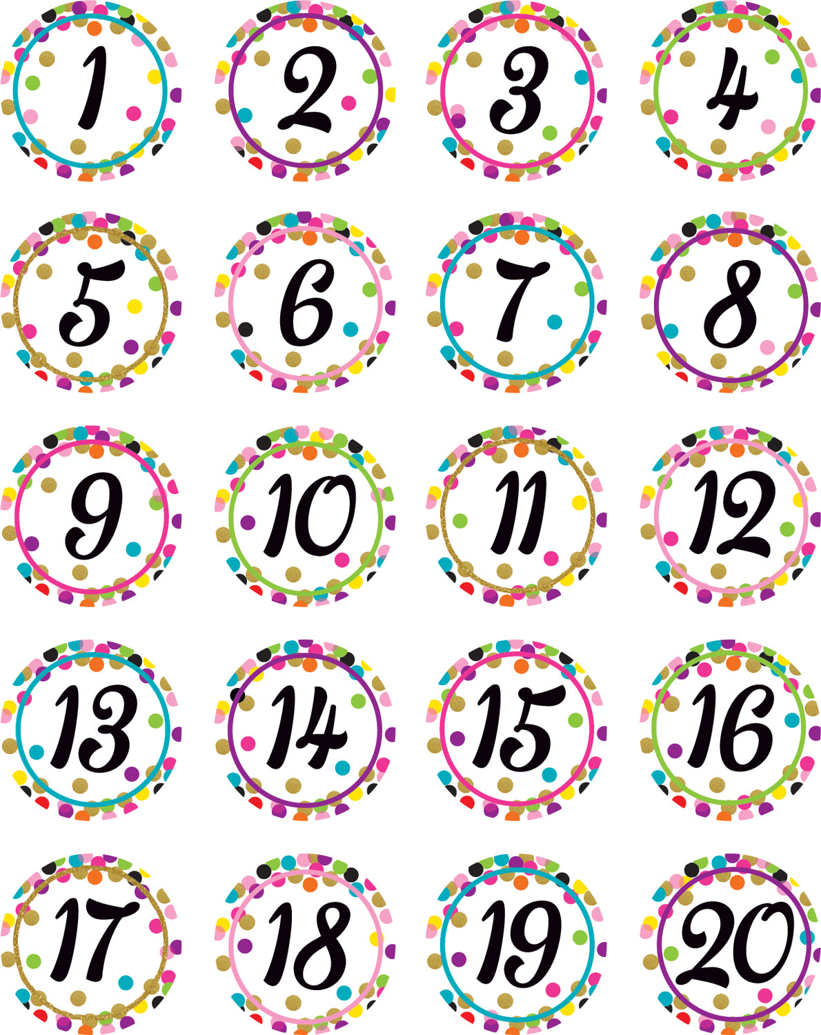 Confetti Numbers Stickers