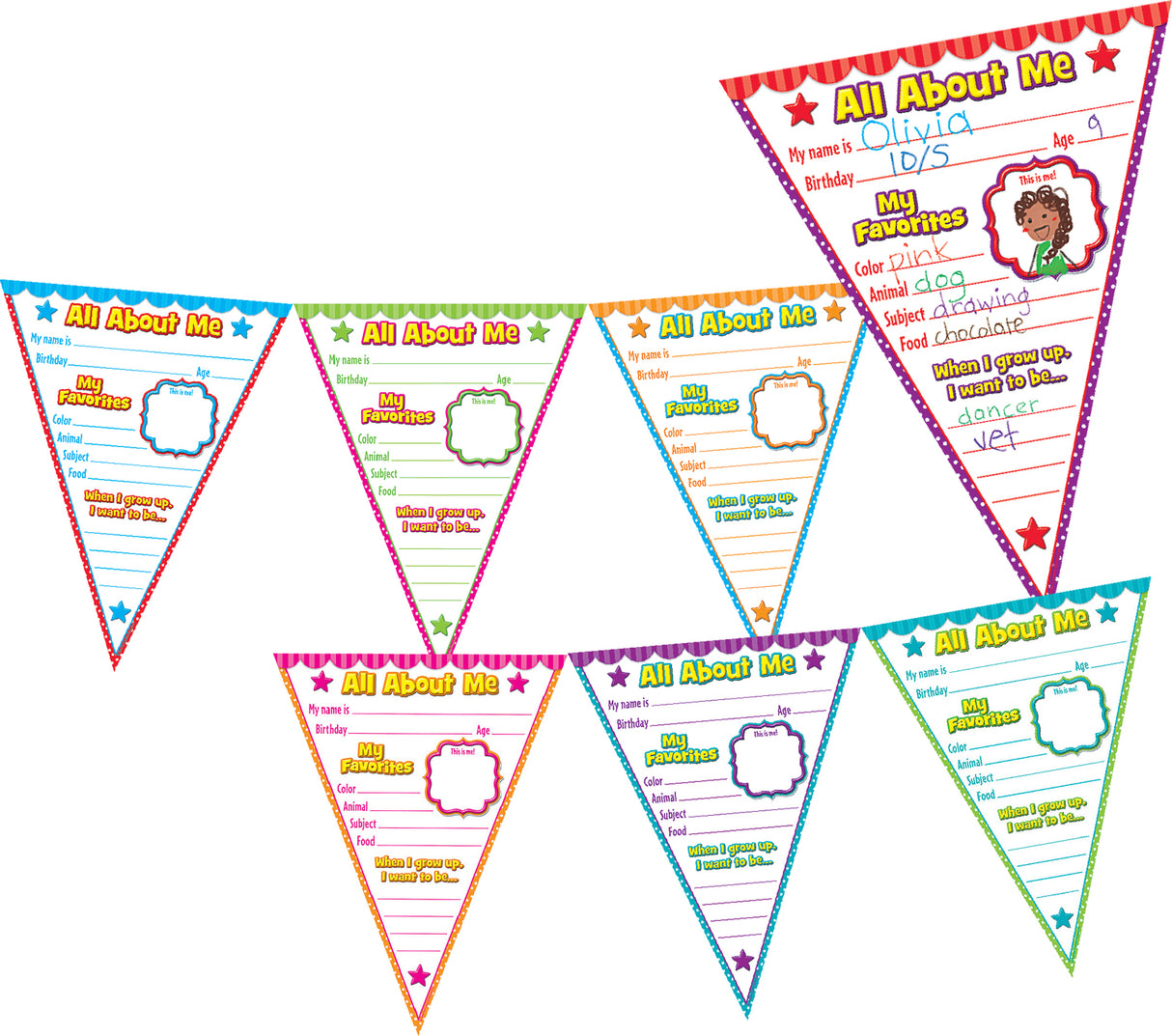 All About Me Pennants Bulletin Board