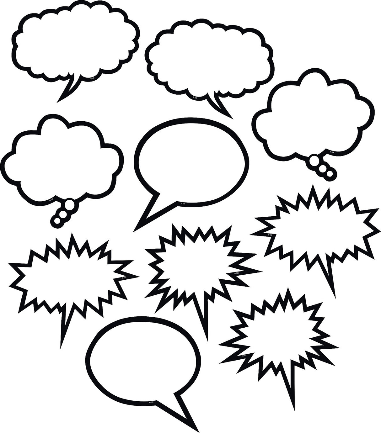 Black & White Speech/Thought Bubbles Accents