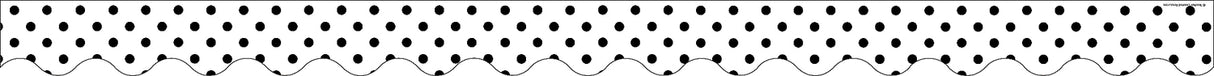 Black Polka Dots on White Scalloped Border Trim