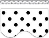 Black Polka Dots on White Scalloped Border Trim