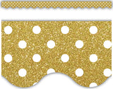 Gold Shimmer Polka Dot Scalloped Border Trim