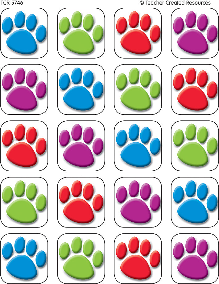 Colorful Paw Prints Stickers