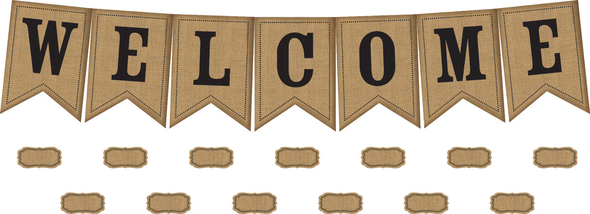 Burlap Pennants Welcome Bulletin Board